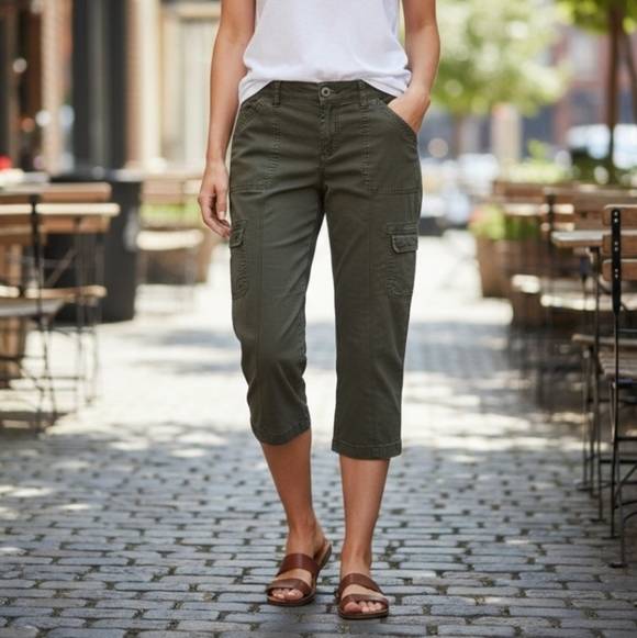 Sonoma Denim - Sonoma Goods For Life Women’s Cargo Pants Size 12 Olive Green Utility Comfort